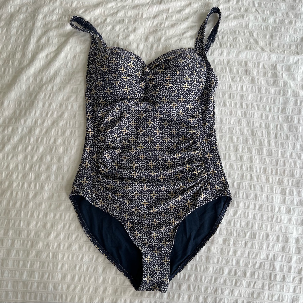 Nip Tuck Swim Joanne Navy Kazbah Foil One Piece Swimsuit, 6